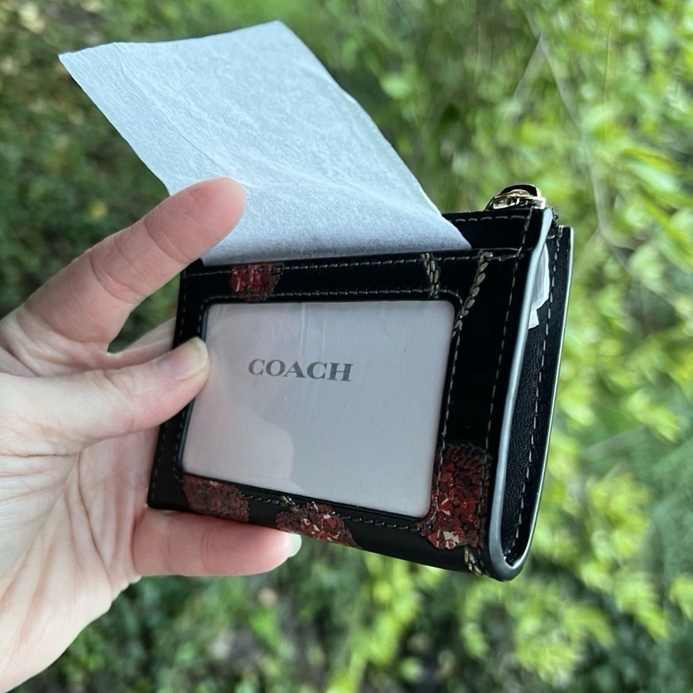 COACH Mini Skinny Id Case Cardholder Keychain Wallet w Cherry Print CDF83 NWT - Picture 4 of 7